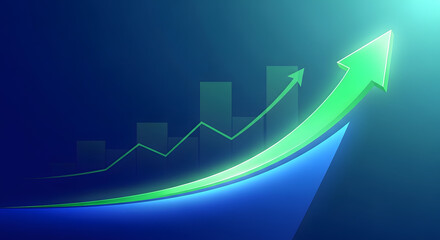 Green Arrow Graph Showing Upward Trend and Growth.