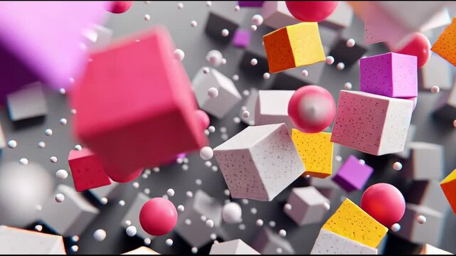 Abstract 3D Cubes and Spheres Motion Graphics