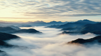 Obraz premium Soft golden haze through natural skylines creates dreamlike atmosphere over mountains