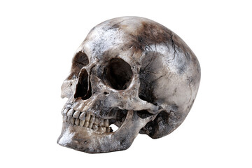 Human Skull Side View with Textured Surface on a Transparent Background, PNG