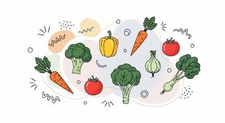 vegetables on white background