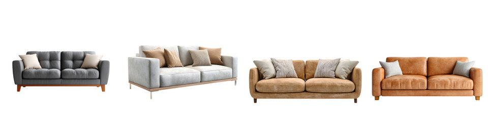 Modern Sofas Set: Stylish Living Room Furniture on White