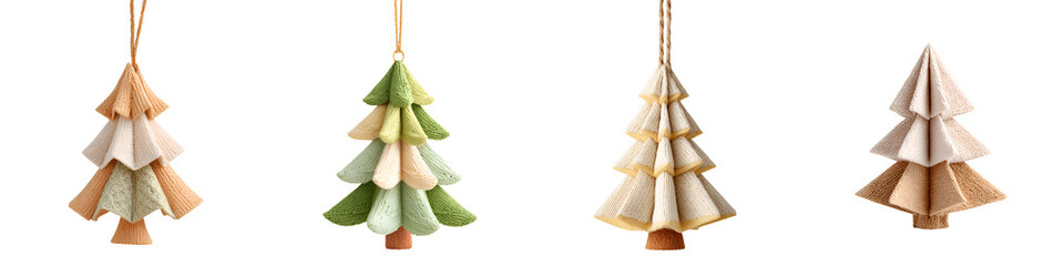 Modern Christmas Tree Ornaments on White Background