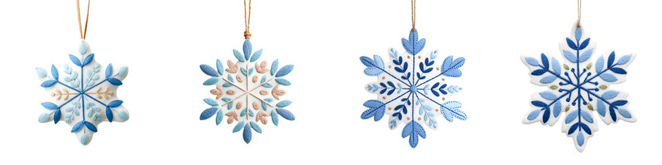 Handmade Snowflake Ornaments - Blue and White Christmas Decorations