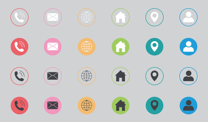 Business & Communication Icon Color Set – Minimal Vector Icons 2025
