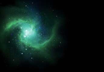 Vibrant green nebula swirls in deep space