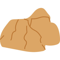 Cartoon Rock Illustration With Cracked Texture And Brown Outline On White Transparent Background Natural Element