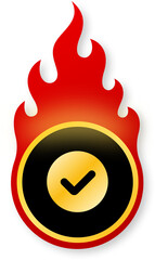 Shiny Gold Success Icon with Flames for Black Friday Deal Secured Message