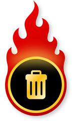 Shiny Gold Delete Icon with Flames for Remove from Cart on Black Friday