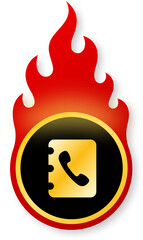 Shiny Gold Phone Call Icon on Fire for Black Friday Customer Support