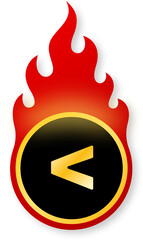 Shiny Gold Less Than Sign Icon on Fire for Price Less Than Black Friday Sale