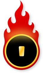 Shiny Gold Apostrophe Icon with Flames for Black Friday Sale Text