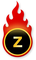 Shiny Gold Letter Z Icon with Flames for Sale Zone Black Friday Promotion
