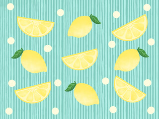 Lemon pattern on lines background 