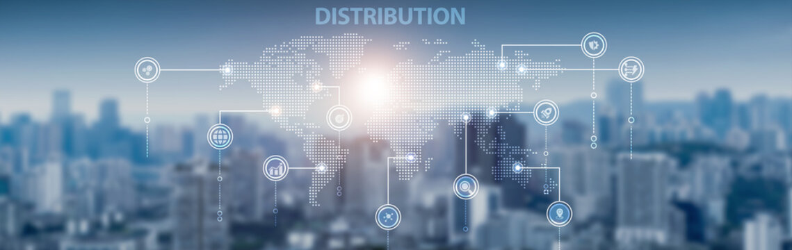 Product distribution and global network connection, supply chain logistics, inventory management, delivery systems, retail analytics, and transportation efficiency. - Powered by Adobe
