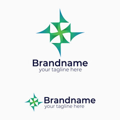 Abstract Star Cross Shape Logo Design Vector Template for Technology Innovation Healthcare Science Consulting or Financial Services Branding Identity Icon