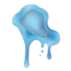 Fototapeta premium Abstract Blue Goo Liquid Blob Dripping and Splashing with Translucent Layers and Sparkle Accents on White Background Representing Fluidity and Gooey Texture