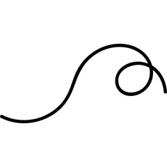 Abstract black wavy line with a loop on a transparent white background simple graphic element