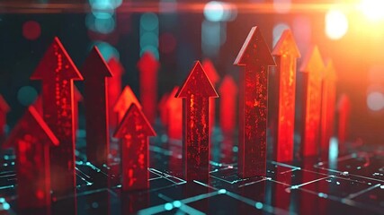 Illustrating the concept of rising stock prices and financial growth with upward trending arrows and abstract digital background - Powered by Adobe