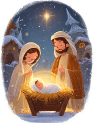 mother and daughter playing in snow