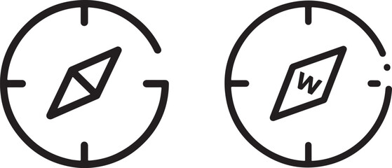 Minimalist Line Art Compass Icons with Geometric Directional Symbols