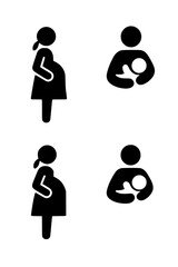 Fototapeta premium pregnant mother and breastfeeding mother icon set 