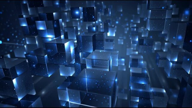 Abstract Blue Cubes Motion Graphics