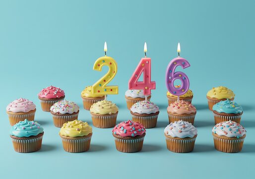 Birthday Cupcakes with Candles 246.
