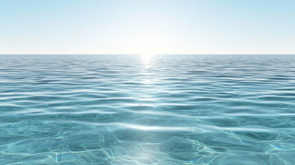 Calm blue sea reflecting soft white light, creating ethereal atmosphere
