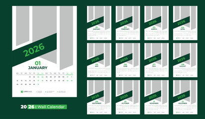Calendar 2026, Wall calendar 2026, office calendar design
