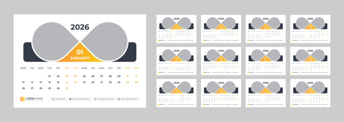 Calendar 2026, desk calendar 2026, office calendar design