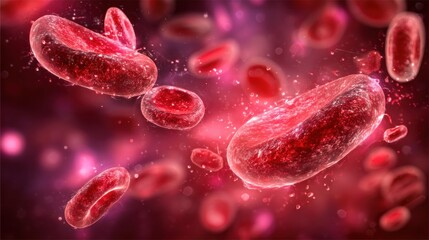 A vivid illustration of red blood cells in motion, surrounded by a colorful backdrop, highlighting their importance in the human circulatory system.