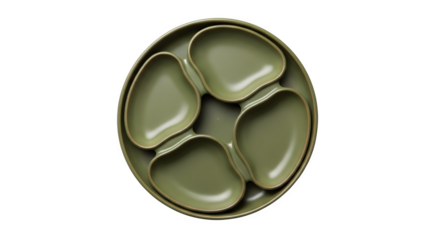 Olive green ceramic serving dish isolated on transparent background this stylish and functional dish is perfect for serving appetizers, snacks, or desserts