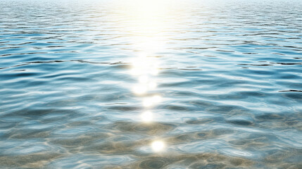 Naklejka premium Sunlight reflecting on water surface creates cinematic shimmer, evoking tranquility and beauty