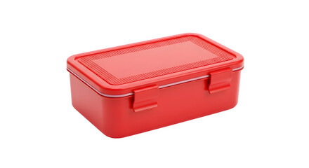 A red plastic lunch box with a textured lid isolated on transparent background this container is perfect for packing meals and snacks on the go