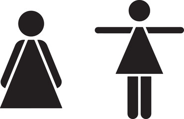 Minimalist Black Female Gender Icons with Geometric Shapes on White Background