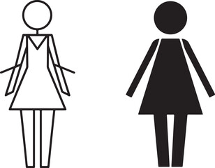Minimalist Black and White Female Symbols, Outline and Solid Vector Icons