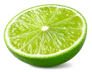 Close-up of a fresh, halved lime, showcasing vibrant green detail