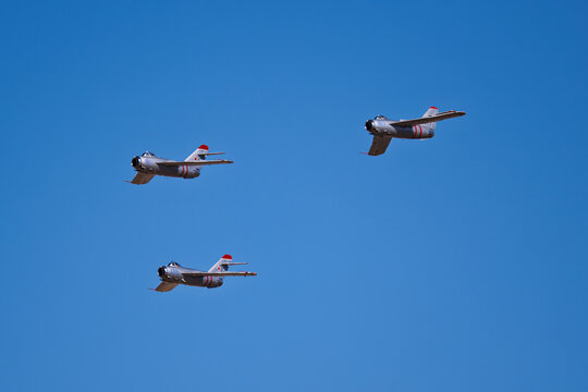 Sky Fiesta 2025 10-25-2025 Las Cruces NM USARandy Ball's FighterJets Mig 17 3 ship demonstration at the Sky Fiesta 2025 Airshow at Las Cruces Intl. Airport