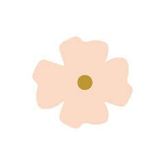 A soft pink abstract flower with six round petals, ideal for feminine vector patterns, modern botanical art, and clean decorative design.