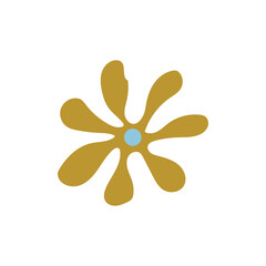 An olive-yellow abstract flower with eight petals arranged symmetrically, ideal for modern floral prints, vector patterns, and elegant design work.