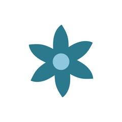 A dark blue abstract flower with six pointed petals, ideal for bold floral icons, modern illustrations, and vector designs.