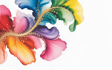 Colorful Ink Bloom Abstract Background with Floral Flow