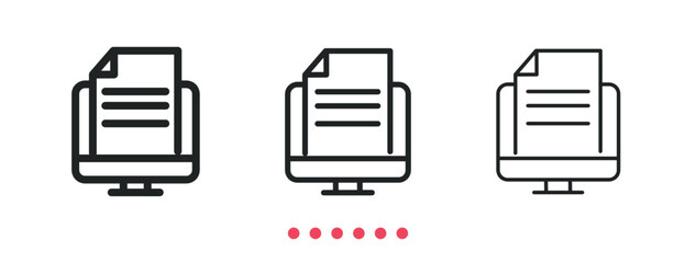 Document icon. Thin line icon vector
