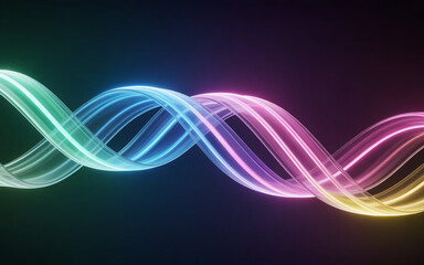 Neon Ribbon Flow Abstract Background with Vivid Gradient Light