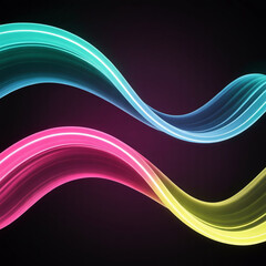 Neon Ribbon Flow Abstract Background with Vivid Gradient Light