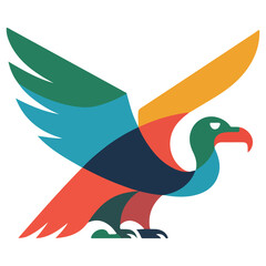 Naklejka premium A colorful, stylized eagle spreading its wings, a symbol of freedom