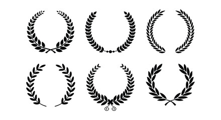 Collection of circular laurel wreath, Emblem floral Greek branch of oak leaves, eucalyptus leaf, Wheat, winner award, champion medal and flower ornaments vector