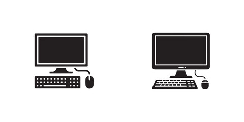 Computer icons set, Computer different style symbol, Desktop computer icon, Vector illustration EPS 10.