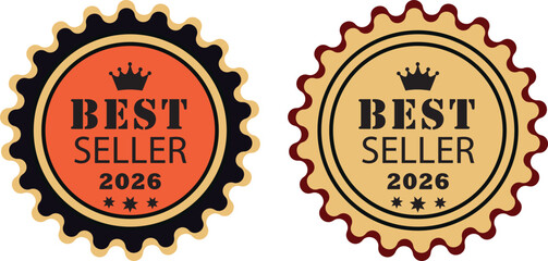 Vintage Best Seller 2026 Badges in Retro Color Style